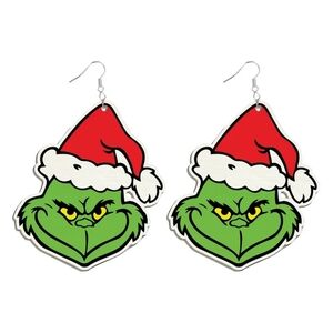 Grinch Acrylic Dangling Earrings Original 1966 Cartoon